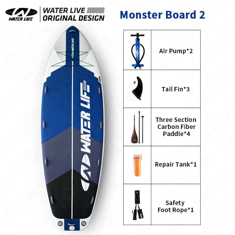 WATER LIVE Monster Team Surfboard Standing Up Competition Water Sports SUP Swimming Pulp Race Board Surfing Sets 457x142x20cm