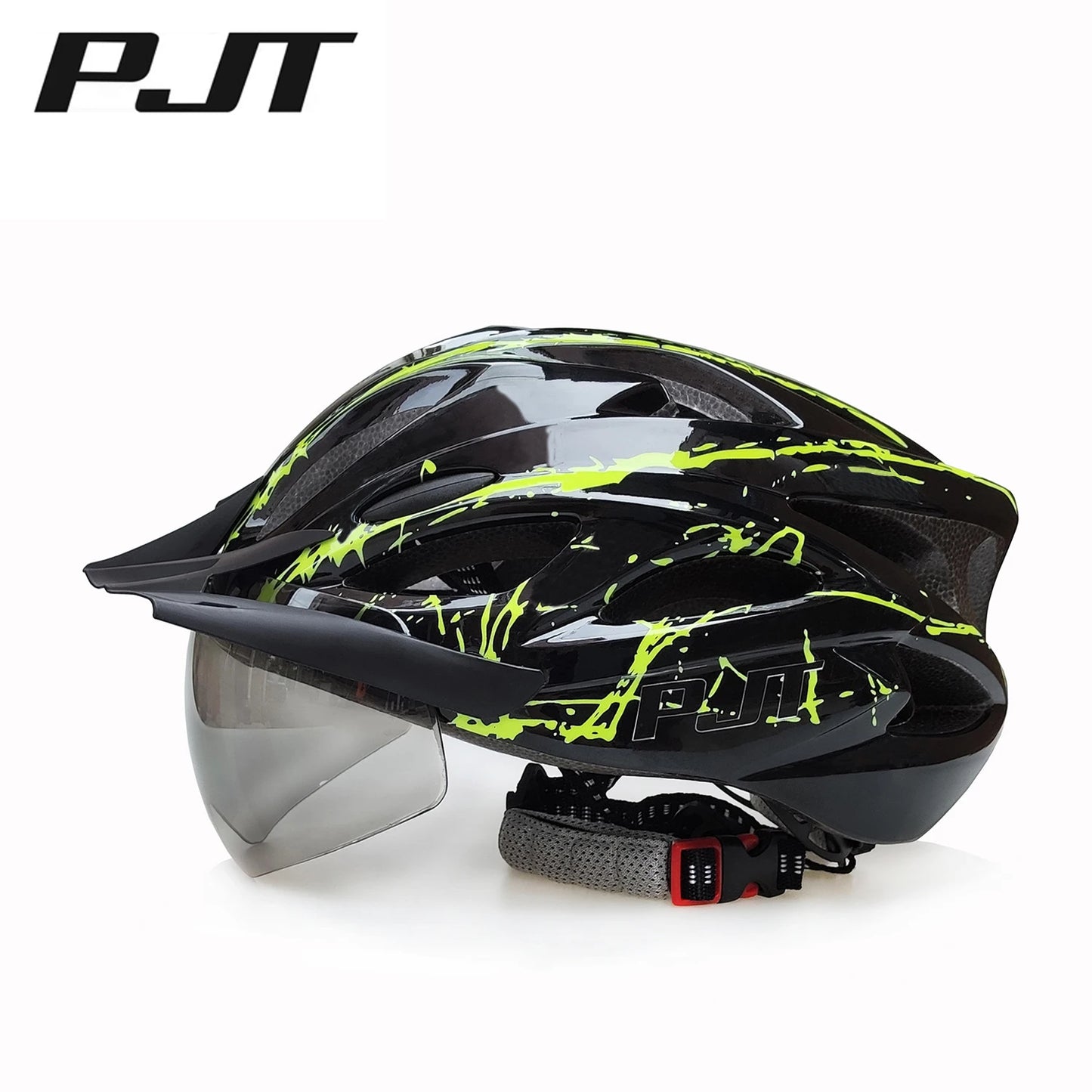 PJT 4-in-1 Lightweight Cycling Helmet 18 Breathable Holes Bicycle Helmet Adults Road MTB Detachable Sun Visor Goggles Bike Helme