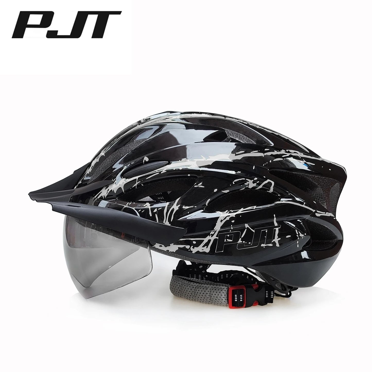 PJT 4-in-1 Lightweight Cycling Helmet 18 Breathable Holes Bicycle Helmet Adults Road MTB Detachable Sun Visor Goggles Bike Helme
