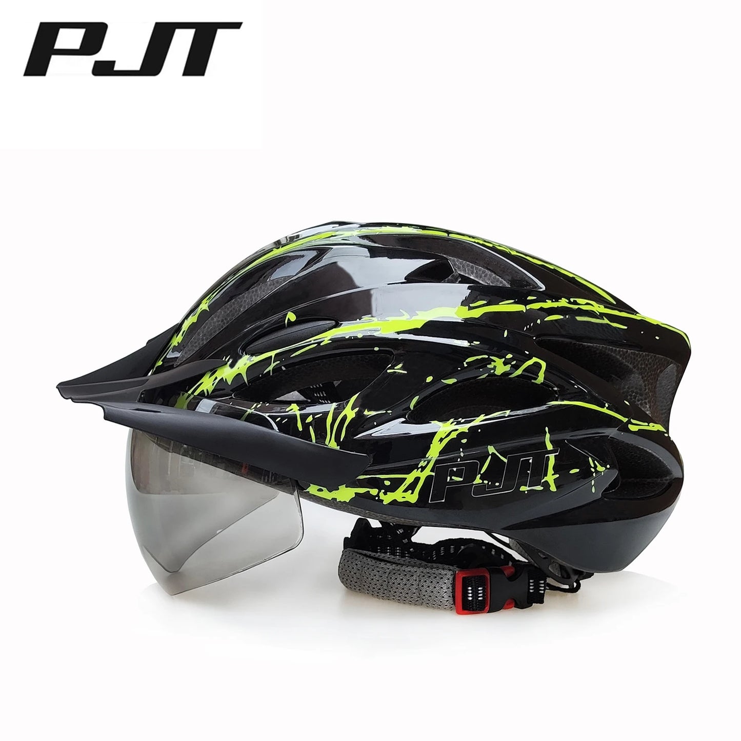 PJT 4-in-1 Lightweight Cycling Helmet 18 Breathable Holes Bicycle Helmet Adults Road MTB Detachable Sun Visor Goggles Bike Helme