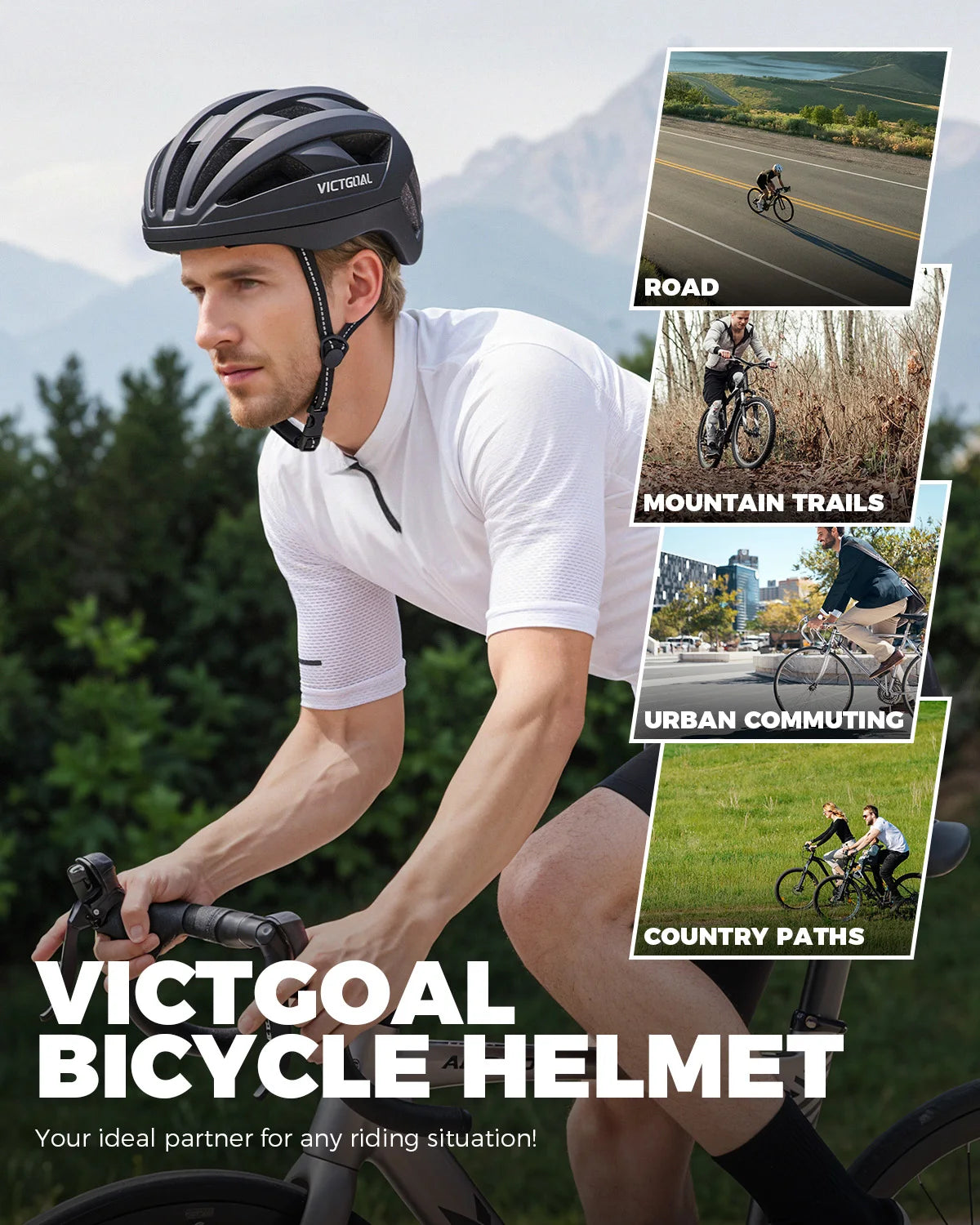 VICTGOAL Protective Cap for Men Bike Safety MTB Cycling Helmet Road Urban Commuting Country Paths Bicycle Accessories