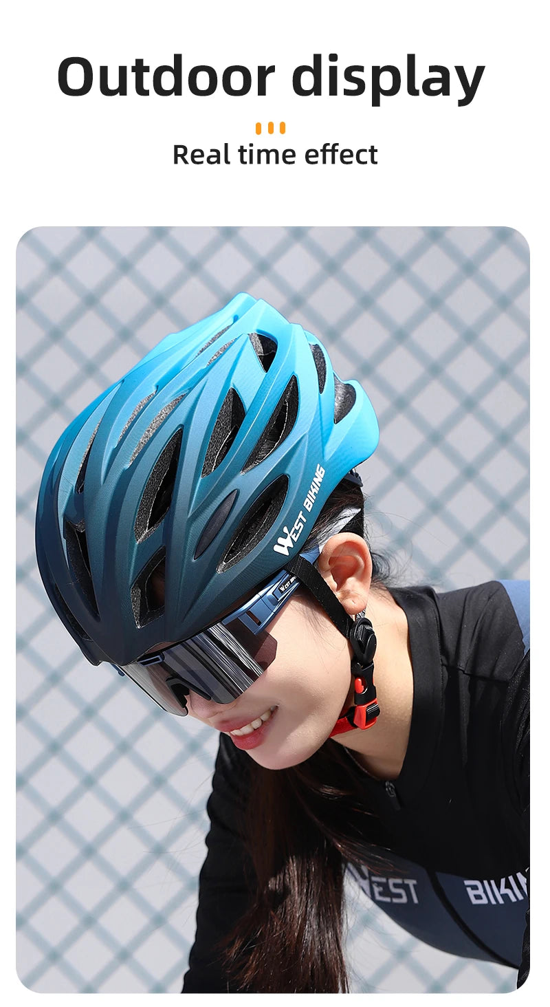 WEST BIKING Bicycle Helmet Men Women MTB Road Safety Integrally-molded Ultralight Helmet Breathable Ajustable Cycling Helmet