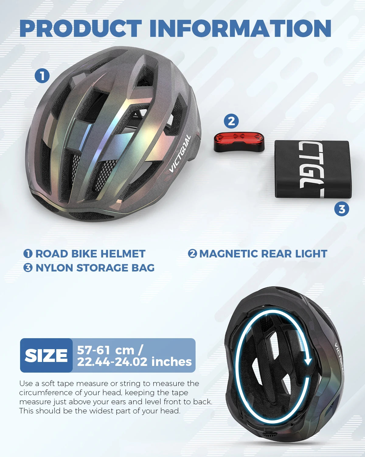 VICTGOAL Road Bike Helmet for Men Women Magnetic Tail Light LED Lightweight Bicycle Helmet Electric Scooter MTB Cycling Helmets