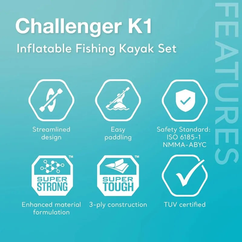 Challenger Inflatable Kayak Includes 86in Kayak Paddles and High-Output Pump