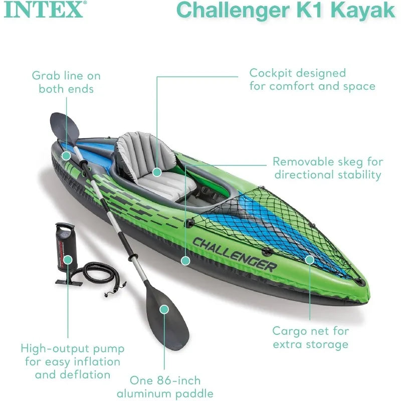 Challenger Inflatable Kayak Includes 86in Kayak Paddles and High-Output Pump
