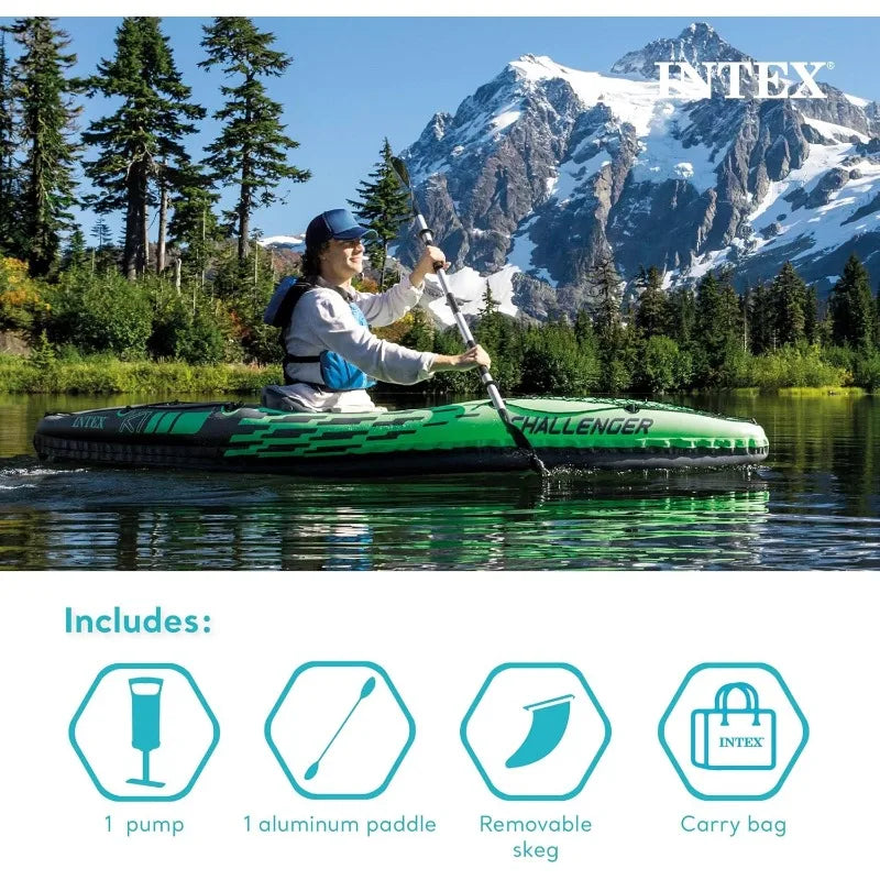 Challenger Inflatable Kayak Includes 86in Kayak Paddles and High-Output Pump