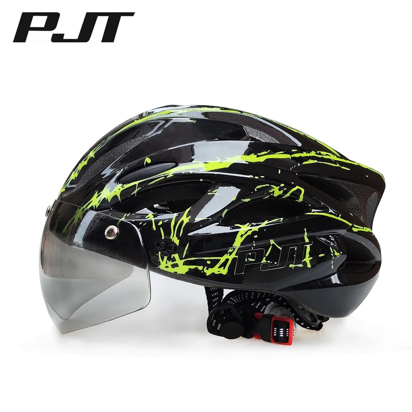 PJT 4-in-1 Lightweight Cycling Helmet 18 Breathable Holes Bicycle Helmet Adults Road MTB Detachable Sun Visor Goggles Bike Helme