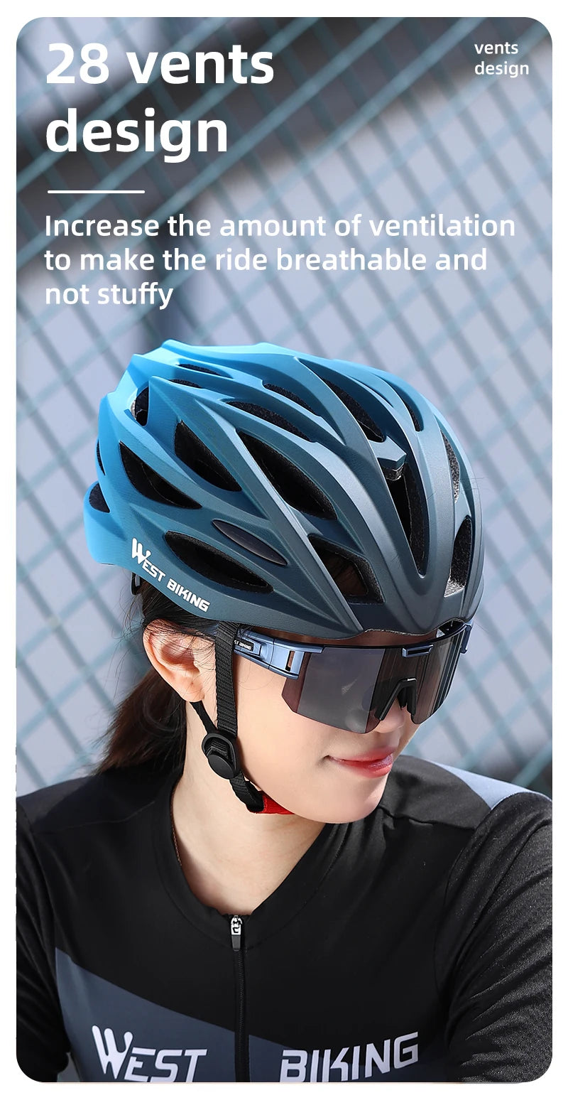 WEST BIKING Bicycle Helmet Men Women MTB Road Safety Integrally-molded Ultralight Helmet Breathable Ajustable Cycling Helmet