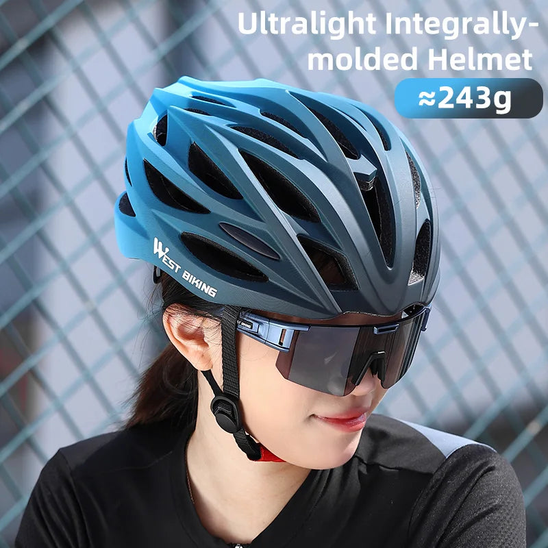 WEST BIKING Bicycle Helmet Men Women MTB Road Safety Integrally-molded Ultralight Helmet Breathable Ajustable Cycling Helmet