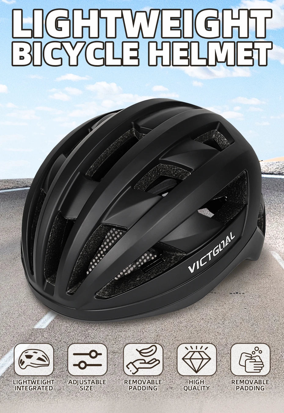 VICTGOAL Cycling Helmet One-piece MTB Road Bike Mountain Bike Helmet Scooter Ultralight Adjustable Helmet