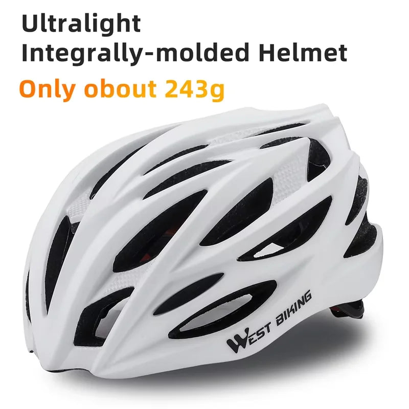 WEST BIKING Bicycle Helmet Men Women MTB Road Safety Integrally-molded Ultralight Helmet Breathable Ajustable Cycling Helmet