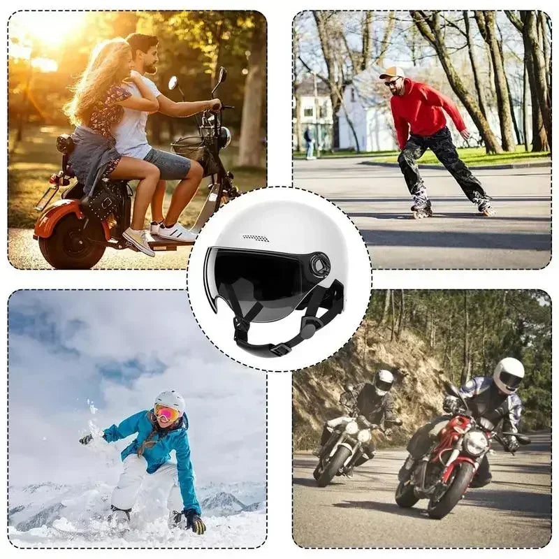 Safe & Comfortable Lightweight Helmet for Adults - Goggles Included Fit for Motorcycle E - Bike Mountain Bike