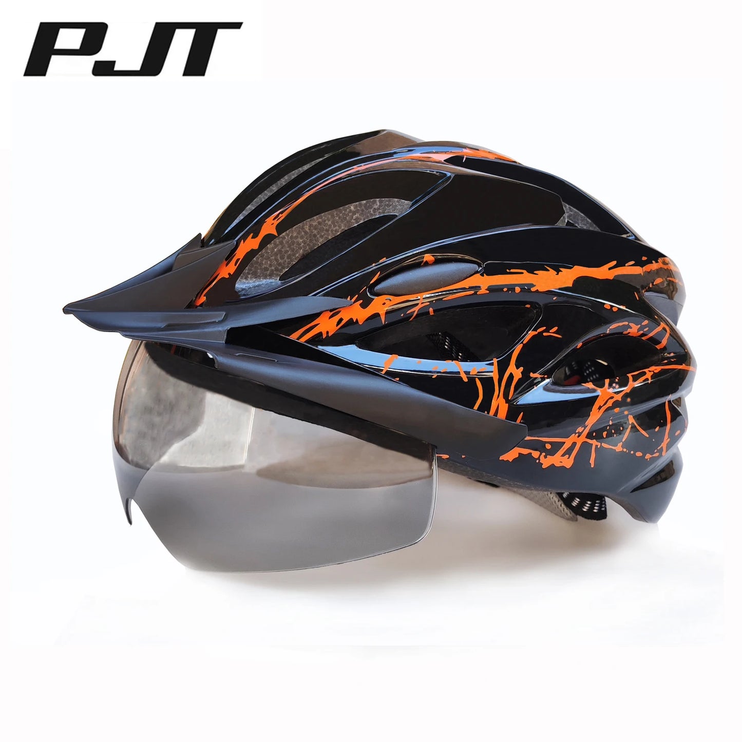 PJT 4-in-1 Lightweight Cycling Helmet 18 Breathable Holes Bicycle Helmet Adults Road MTB Detachable Sun Visor Goggles Bike Helme