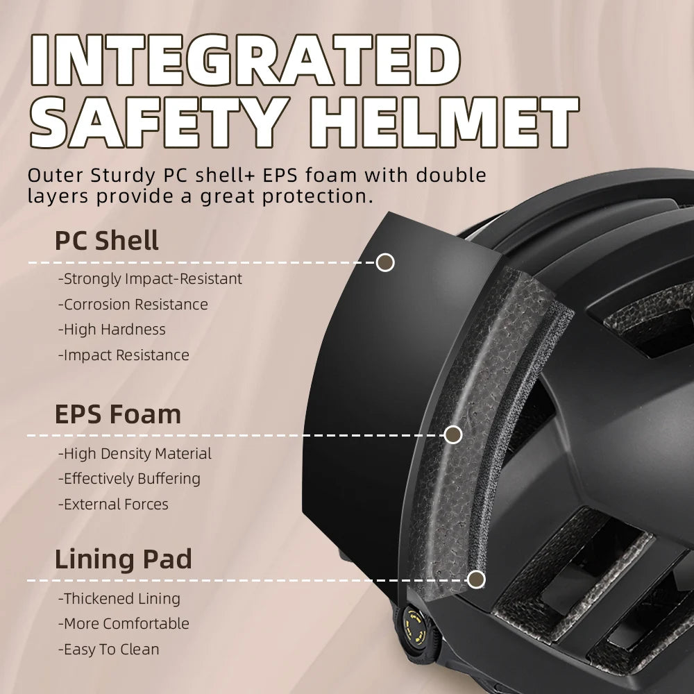 VICTGOAL Cycling Helmet One-piece MTB Road Bike Mountain Bike Helmet Scooter Ultralight Adjustable Helmet