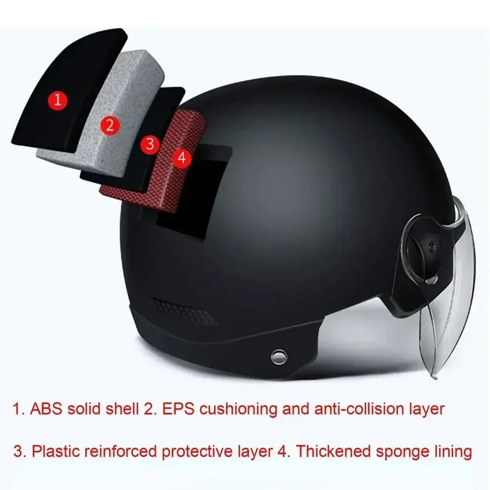 Safe & Comfortable Lightweight Helmet for Adults - Goggles Included Fit for Motorcycle E - Bike Mountain Bike