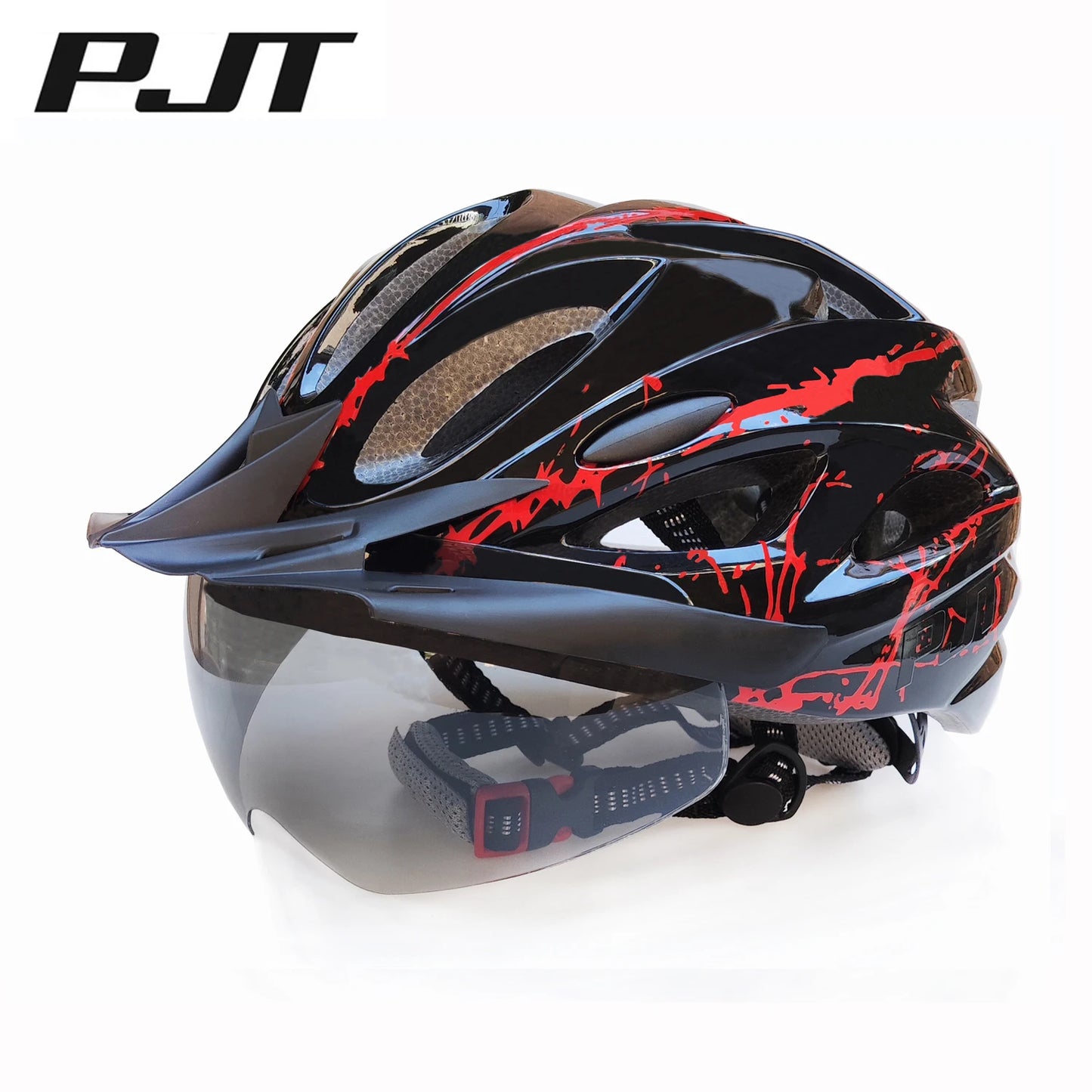 PJT 4-in-1 Lightweight Cycling Helmet 18 Breathable Holes Bicycle Helmet Adults Road MTB Detachable Sun Visor Goggles Bike Helme