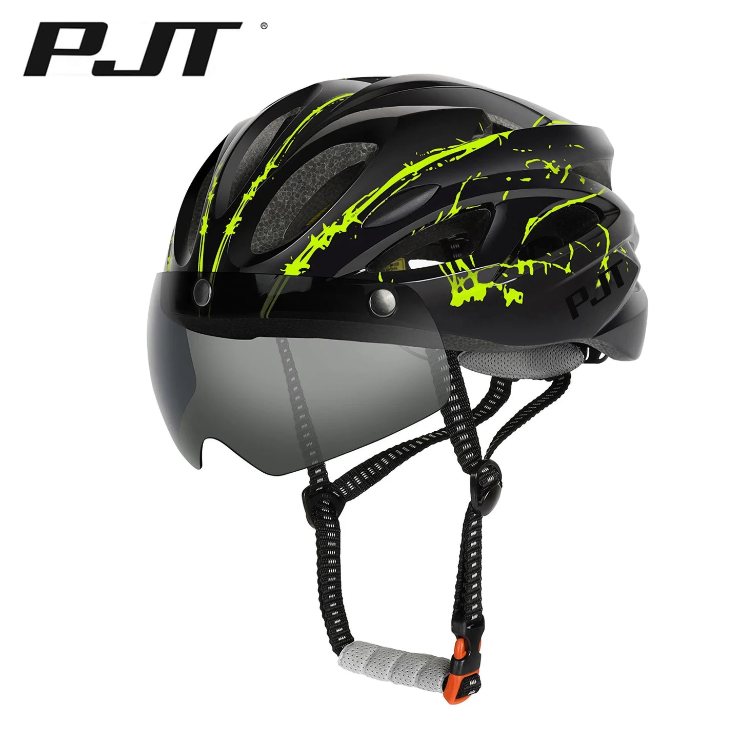 PJT 4-in-1 Lightweight Cycling Helmet 18 Breathable Holes Bicycle Helmet Adults Road MTB Detachable Sun Visor Goggles Bike Helme