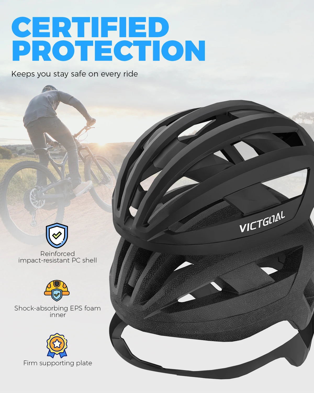 VICTGOAL Protective Cap for Men Bike Safety MTB Cycling Helmet Road Urban Commuting Country Paths Bicycle Accessories