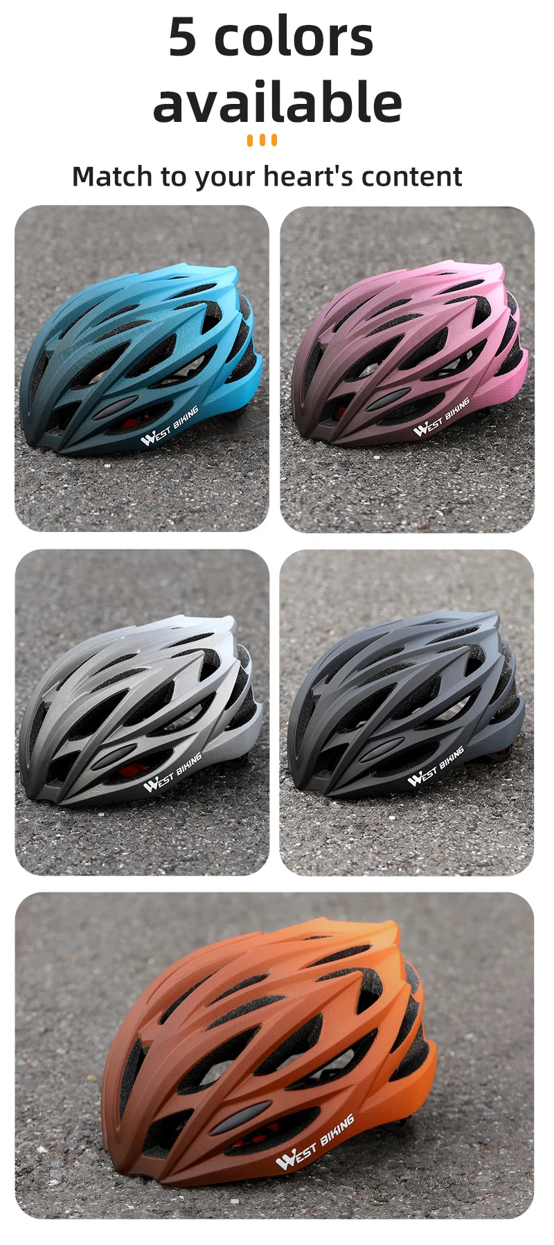 WEST BIKING Bicycle Helmet Men Women MTB Road Safety Integrally-molded Ultralight Helmet Breathable Ajustable Cycling Helmet