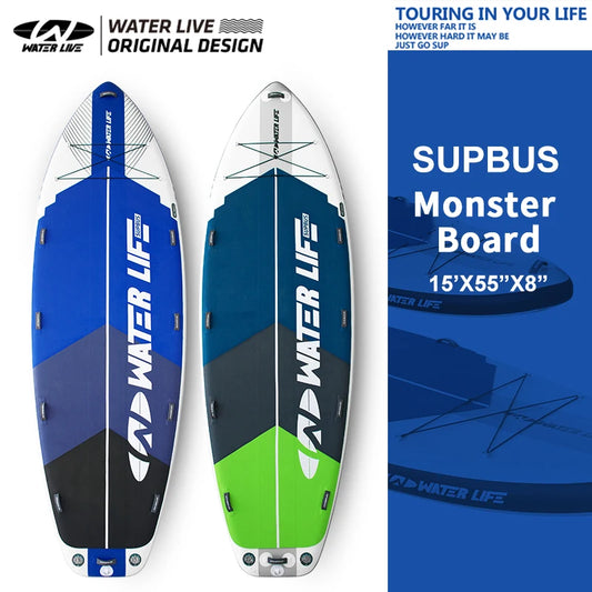 WATER LIVE Monster Team Surfboard Standing Up Competition Water Sports SUP Swimming Pulp Race Board Surfing Sets 457x142x20cm