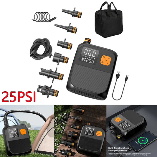 New Electric Paddleboard Pump Rechargeable 25PSI High Pressure Inflation Portable Electric Pump for Kayaks SUPs with 6 Nozzles ﻿