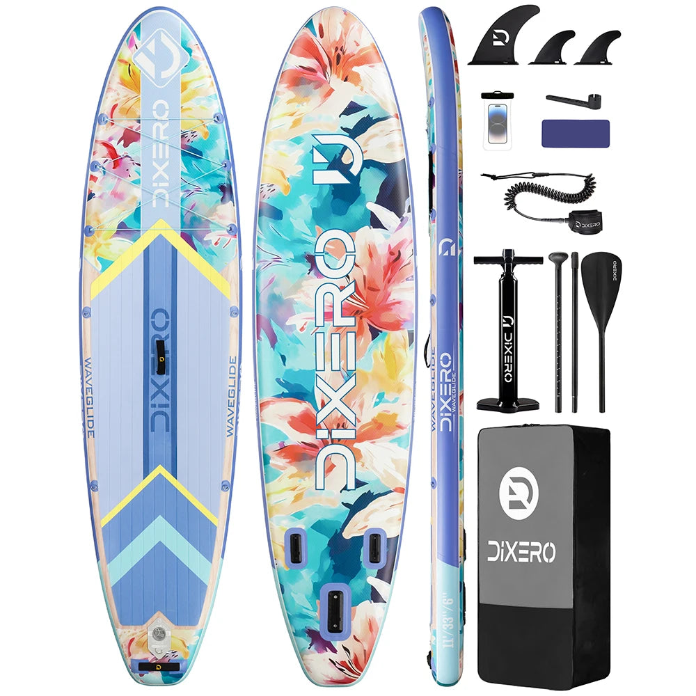 DIXERO Waterproof Inflatable Paddle Board 11''x33''x6''Adult Standing Style Aquatic With Kayak Accessories Fishing SUP Board